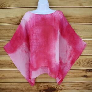 Keren Hart Shawl Top Built-In-Tank Womens Size L Pink Tie-Dye‎ Boat Neck